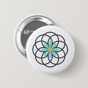 Türkisfarben und blaue Blume Button