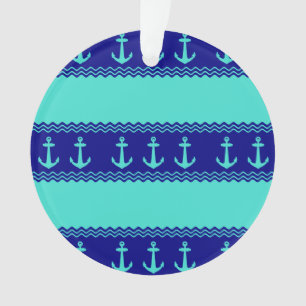 Türkisfarben und blaue Küstenmuster Ornament