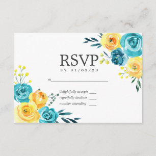 Türkisfarben und gelbe Blumenzwiebeln RSVP
