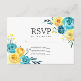 Türkisfarben und gelbe Blumenzwiebeln RSVP Karte