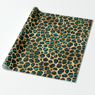 Türkisfarben und Gold Leopard Serie Design 14 Geschenkpapier
