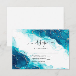 Türkisfarben und Goldalkohol RSVP Karte