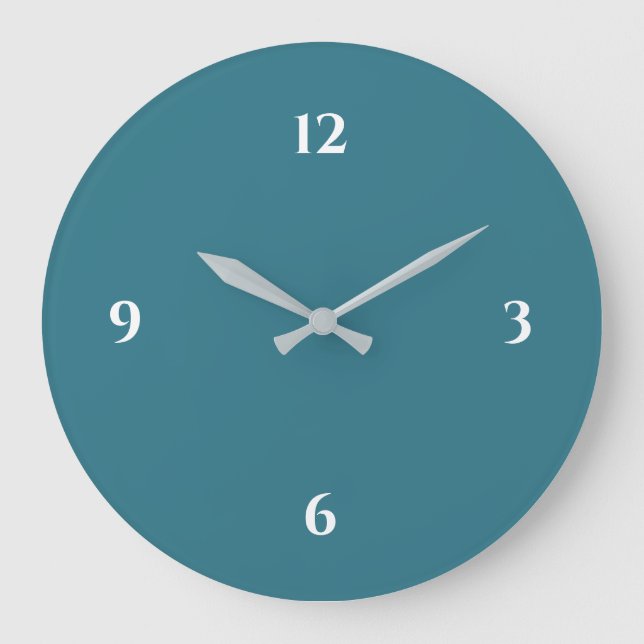 Türkisfarben und Minimalistische Großuhr Große Wanduhr (Vorderseite)