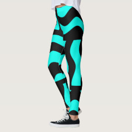 Türkisfarben und schwarze Leggings, Abstrakte Stre Leggings