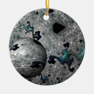 Türkisfarben und silberne Mandelbrot-Dekoration Keramik Ornament