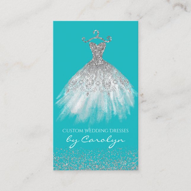 Türkisfarben und Silver Seamstress Business Card Visitenkarte (Vorderseite)