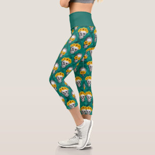Türkisfarben und Sonnenblumen, Design 10 Capri Leggings