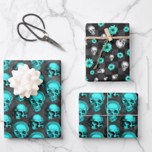 Türkisfarben und Sonnenblumen, Design 1 Geschenkpapier Set