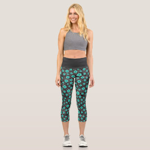 Türkisfarben und Sonnenblumen, Design 5 Capri Leggings