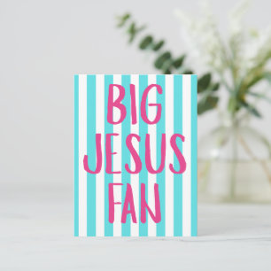 Türkisfarben und weiße Streifen "Großer Jesus Fan" Postkarte