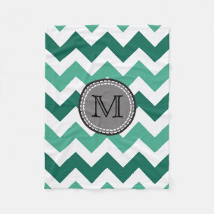 Türkisfarben und Zickzack Zigzag Monogramm Fleecedecke