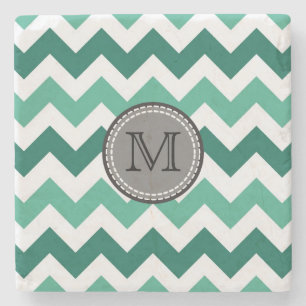 Türkisfarben und Zickzack Zigzag Monogramm Steinuntersetzer