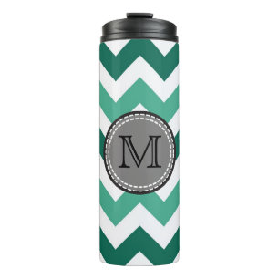 Türkisfarben und Zickzack Zigzag Monogramm Thermosbecher