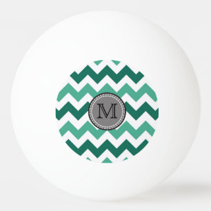 Türkisfarben und Zickzack Zigzag Monogramm Tischtennisball