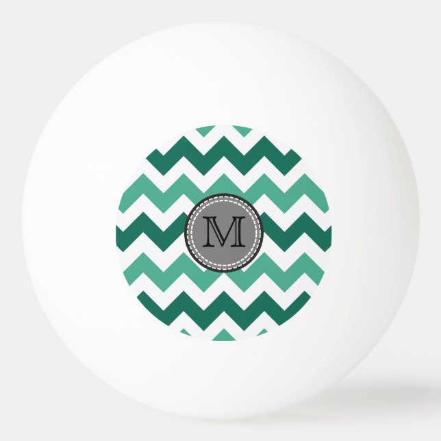 Türkisfarben und Zickzack Zigzag Monogramm Tischtennisball (Vorderseite)