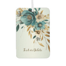 Türkisfarben Weiße Blume Goldene Blätter Elegant