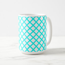Türkisfarben-weißes Harlekin-Diamant-Streifenmuste Kaffeetasse