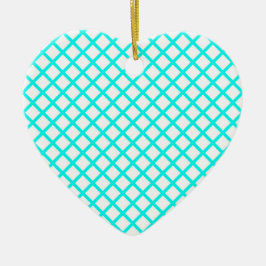 Türkisfarben-weißes Harlekin-Diamant-Streifenmuste Keramik Ornament