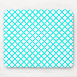 Türkisfarben-weißes Harlekin-Diamant-Streifenmuste Mousepad