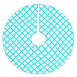 Türkisfarben-weißes Harlekin-Diamant-Streifenmuste Polyester Weihnachtsbaumdecke