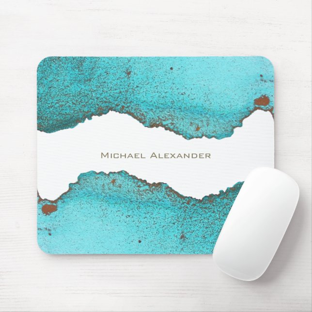 Türkisfarbene Abstrakte Kunst Mousepad (Mit Mouse)