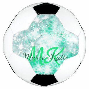 Türkisfarbene aquamarine Aqua-Monogramm Zusatz von Fußball