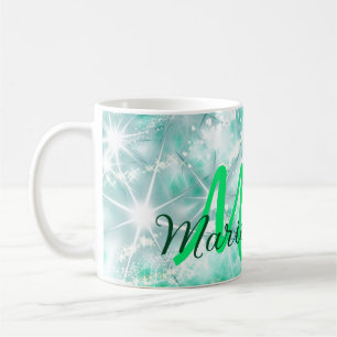 Türkisfarbene aquamarine Aqua-Monogramm Zusatz von Kaffeetasse