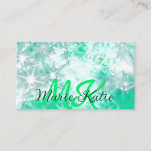 Türkisfarbene aquamarine Aqua-Monogramm Zusatz von Visitenkarte