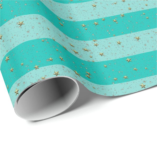 Türkisfarbene, Aquamarine LG Preppy Strip 2x DIY B Geschenkpapier (Rolleneckpunkt)