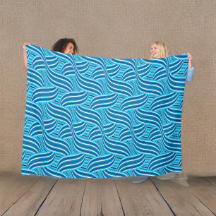 Türkisfarbene Aquamarine und blaue Ribbonbonboni- Fleecedecke