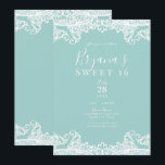 Türkisfarbene Aquamarine weiße Spitze Elegant Swee Einladung<br><div class="desc">Anpassen für jedes Ereignis</div>