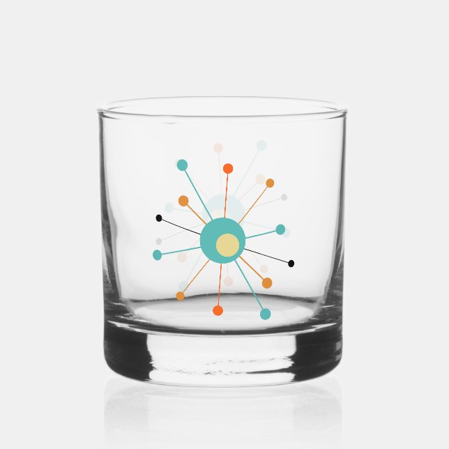 Türkisfarbene Atomzeitalter Sternexplosion Mitte J Whiskyglas (Vorderseite)