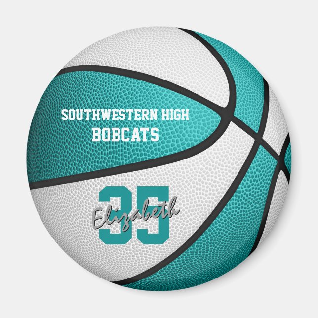 türkisfarbene Basketballsportgeschenke Magnet (Vorne)