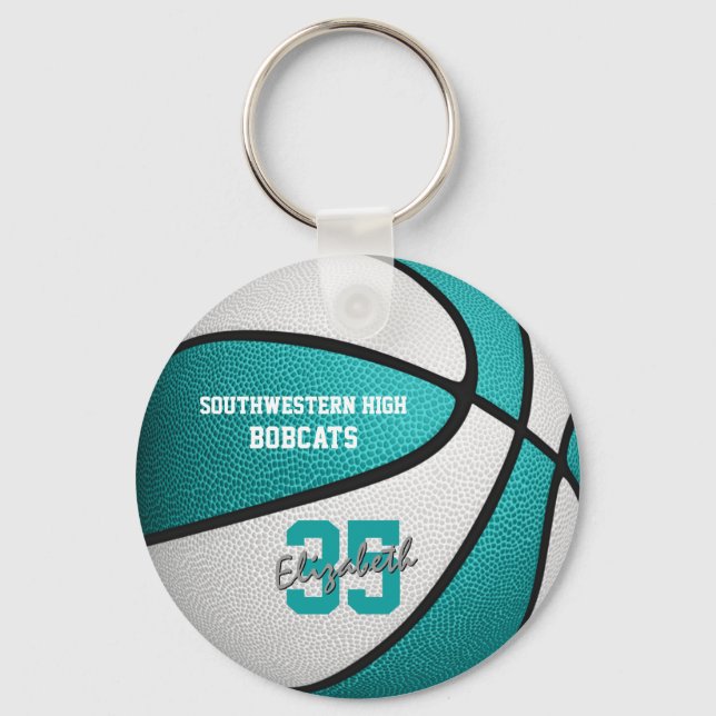 türkisfarbene Basketballsportgeschenke Schlüsselanhänger (Vorderseite)