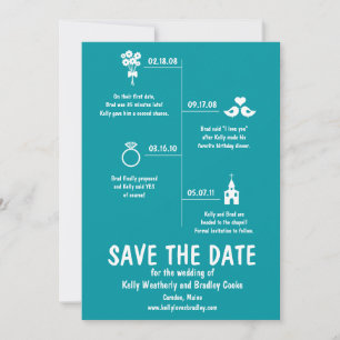 Türkisfarbene Beziehung Zeitstrahl Save the Date
