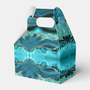 Türkisfarbene Blaue Funkelnde Gold Glitter Geschen Geschenkschachtel