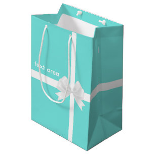 Türkisfarbene blaue Geschenktasche mit Schleife Ch Mittlere Geschenktüte