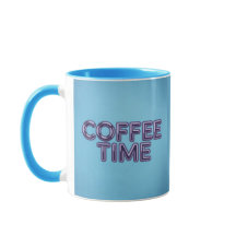 Türkisfarbene Blaue Kaffeezeit Lila Text Tasse