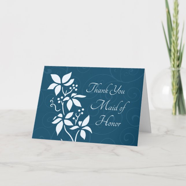Türkisfarbene Blume Danke Trauzeugin Card (Vorderseite)