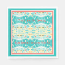 Türkisfarbene Blume Gemustert Serviette