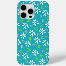 Türkisfarbene Blume Muster iPhone 15 Pro Max Case