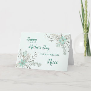 Türkisfarbene Blume Niece Happy Mother Day Card Karte