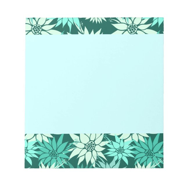 Türkisfarbene Blume Notepad Notizblock (Vorderseite)