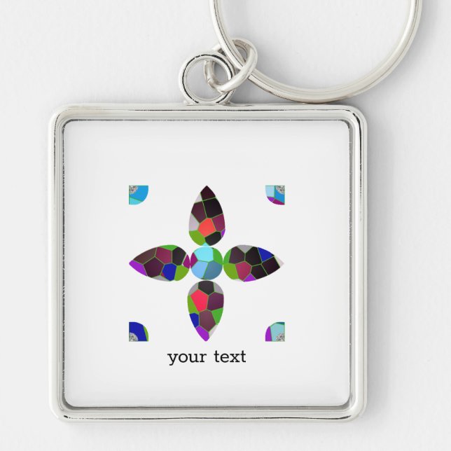 Türkisfarbene Blume Schlüsselanhänger (Vorne)