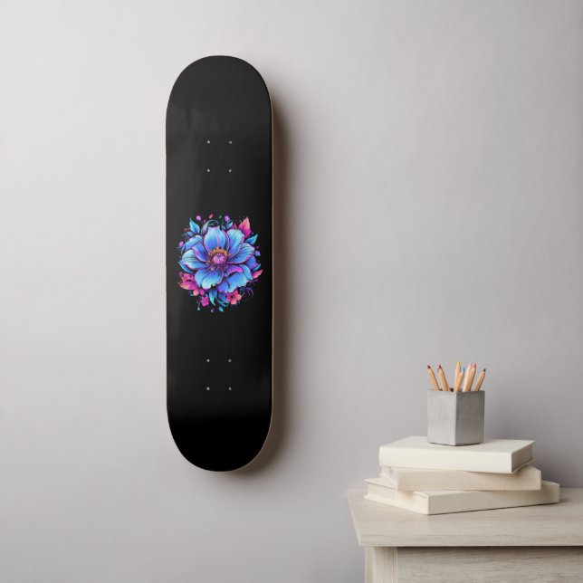 Türkisfarbene Blume Skateboard (Wandkunst)