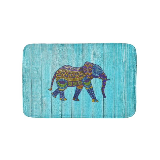 Türkisfarbene Bohemische Mosaik Elephant Bath Mat Badematte (Vorderseite)
