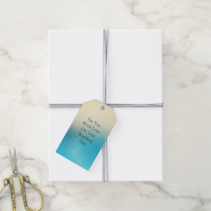 Türkisfarbene Chic Weiße Aqua Blaue Hochzeit Geschenkanhänger