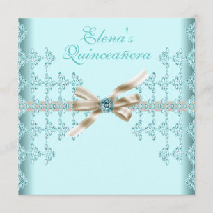 Türkisfarbene Diamanten Türkisblaue Quinceanera Einladung