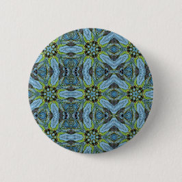 Türkisfarbene geometrische Pflanze abstrakter Kuns Button