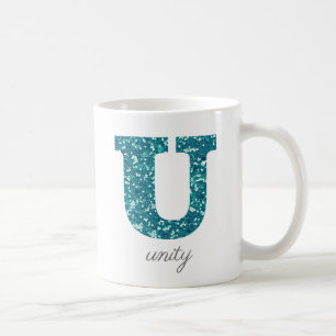 Türkisfarbene Glitter-Monogramm-U personalisierte Kaffeetasse